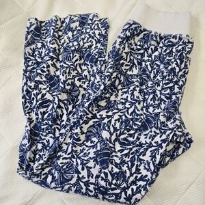 Lilly Pulitzer Blue and White Floral Wide Leg Pants